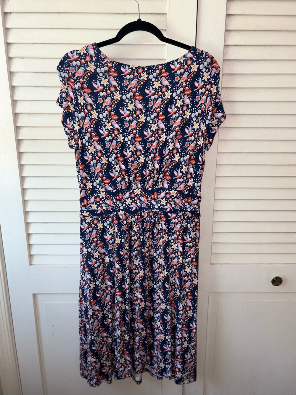 Boden Amelie Bird Floral Jersey Midi Dress Navy Pink Size 10R - Picture 5 of 5